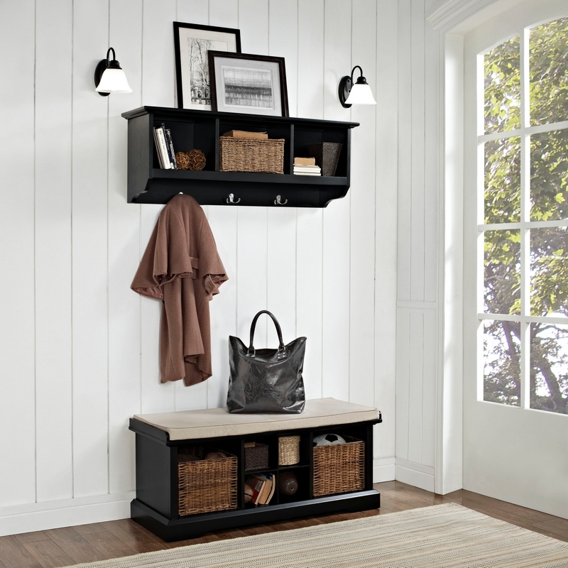 Crosley CF6003 BK Brennan Entryway Storage Bench in Black Finish